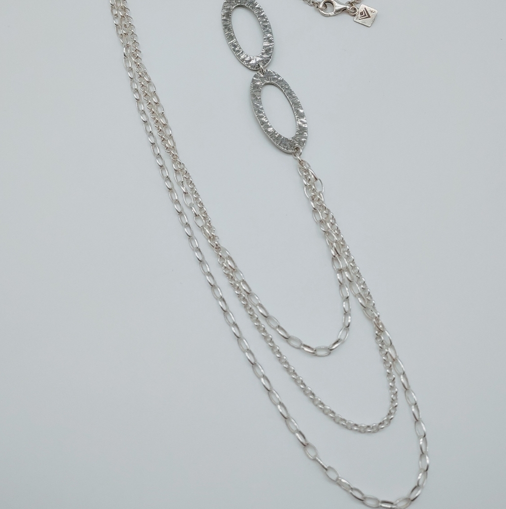 Vintage Silpada Modernist Multi Strand Hammered Link Necklace - Picture 5 of 11
